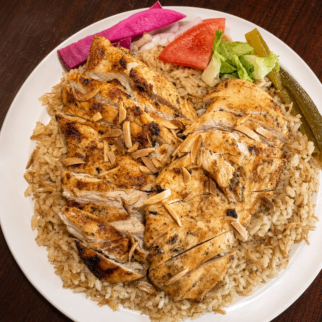 Grilled Chicken Over Rice.