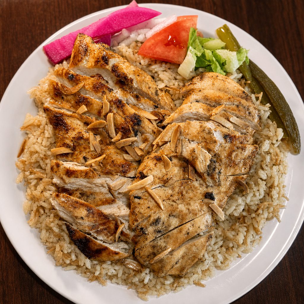 Grilled Chicken Over Rice.